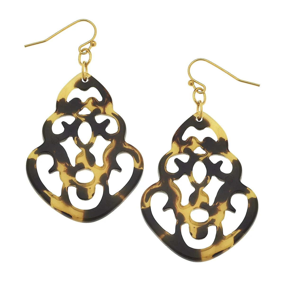 Teardrop Tortoise Filigree Earrings