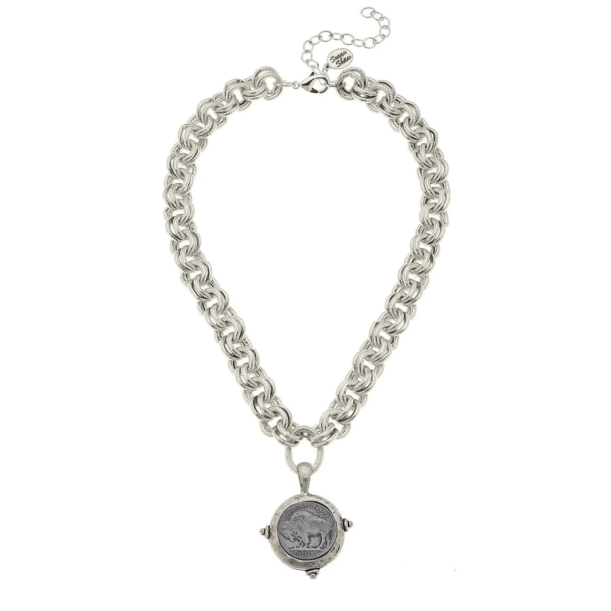 Silver Buffalo Coin Necklace