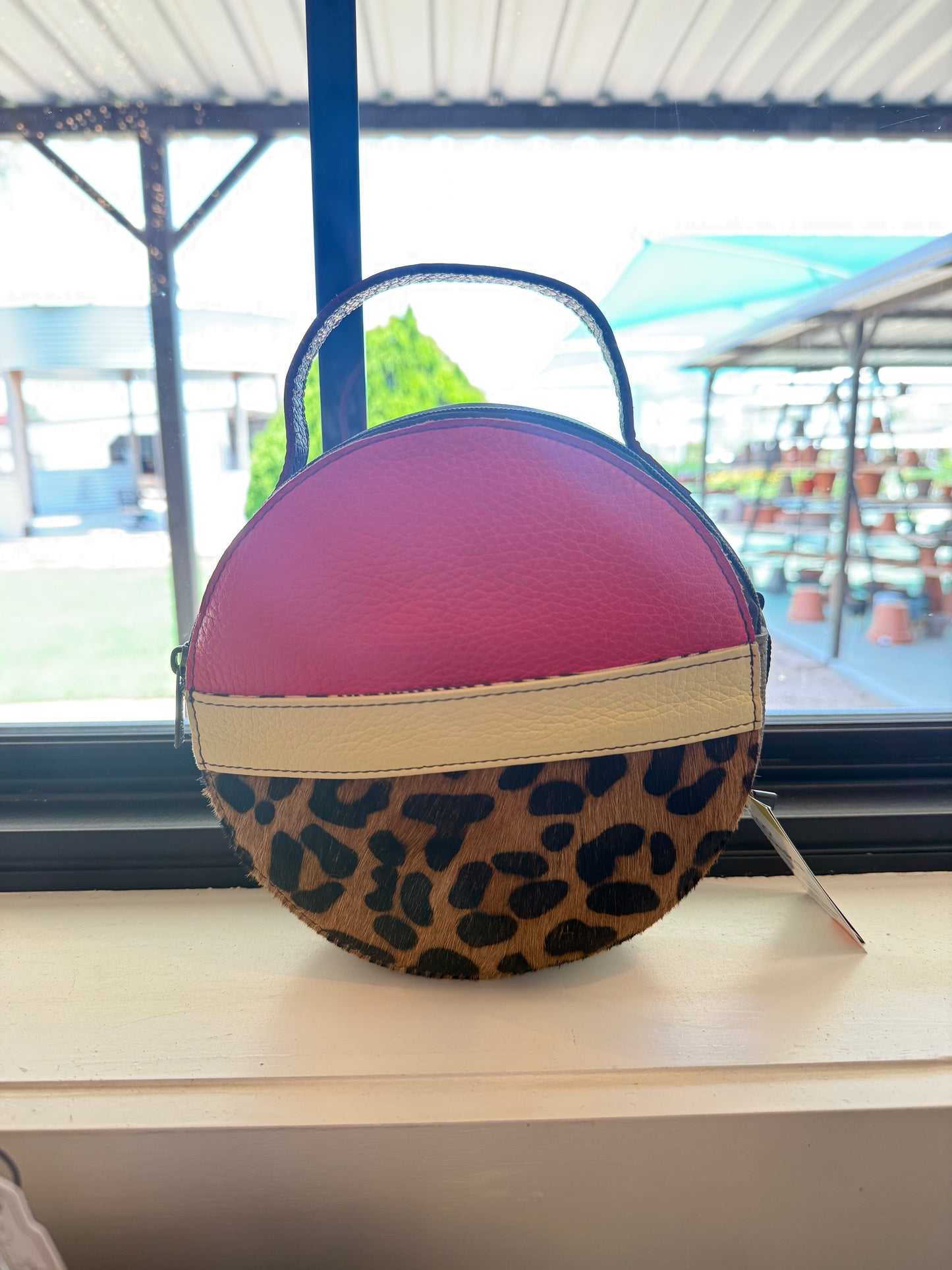 Hera Print Round Recycled Leather Crossbody Bag